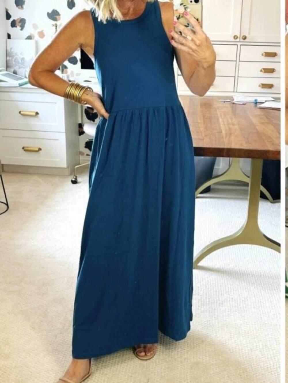 New J.Crew 100% Cotton Maxi Dress Dark Teal Blue XXS